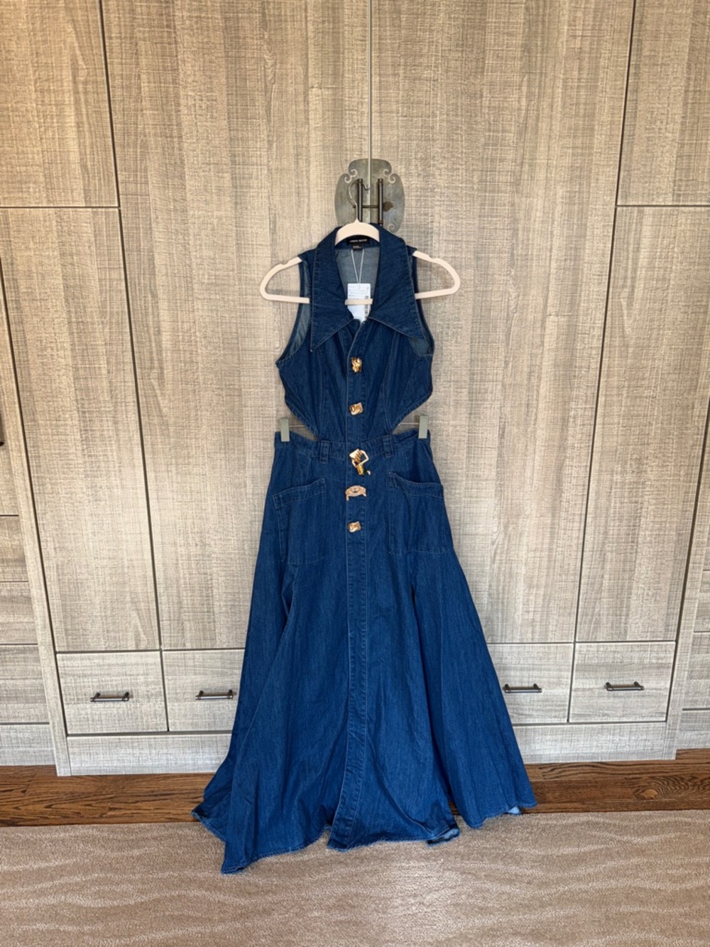 Urban Revivo Cut‎ Out Denim Maxi Dress